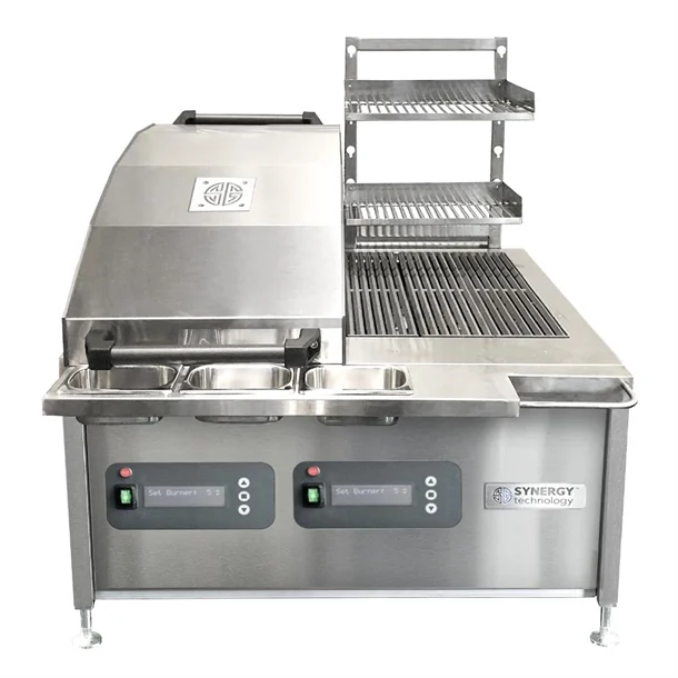 Synergy CharGo Nat Gas Chargrill Oven with Single Lid, Slow Cook Shelf, Resting Shelf & Garnish Rail - STCGO900DUAL